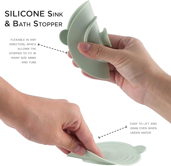 COOK WITH COLOR Kitchen Sink Strainer, Silicone, Flexible Sink Strainer, Sink Drain Strainer, 3 Pc Sage