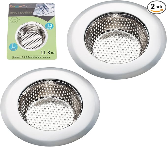 Fengbao 2PCS Kitchen Sink Strainer - Stainless Steel, Large Wide Rim 4.5" Diameter