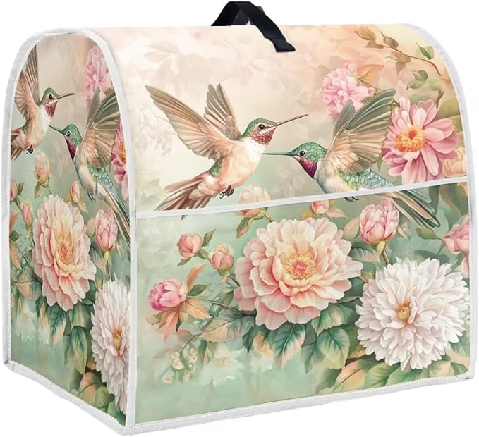 Hummingbird Kitchen Stand Mixer Cover Portable Dust Cover for Small Appliances with Pockets Kitchen Appliance Protector for 4.5-5 Quart Coffee Makers or Juicers