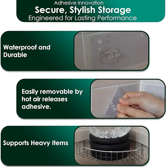 Sponge Holder Adhesive Replacement Hooks, Soap Dish Adhesive Strips, Toothbrush Holders Sticker, Kitchen Sink Caddy Adhesive Hooks, Shower Wall Mounts Tape Sticky Pads Clear Clips 4 Pack