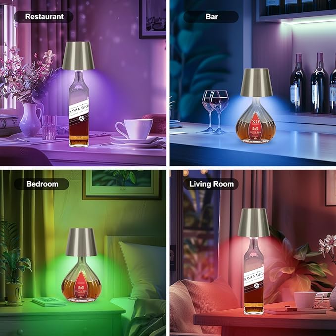 2026 New Wireless Bottle Lamp,RGB LED Bottle Light with Remote(RGB Electroplated Silver, 1pc)