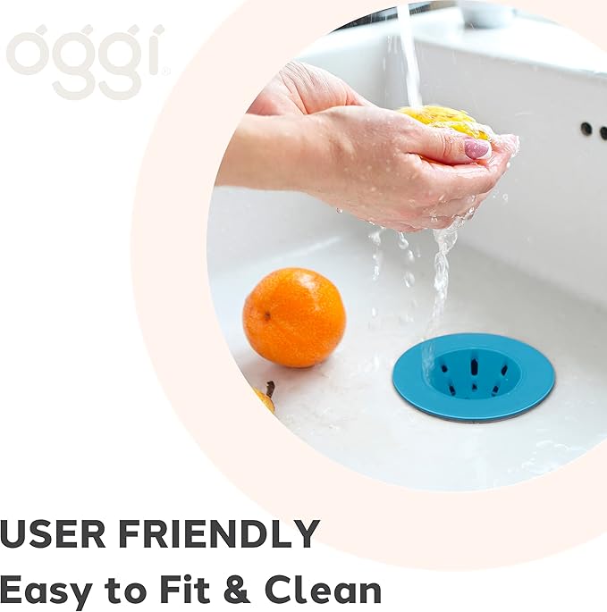 OGGI Silicone Sink Strainer- Great Kitchen Sink Strainer, Sink Drain Strainer, Drain Stopper, Sink Plug, 4.6˝ Diameter Rim, Turquoise (Pack of 2)