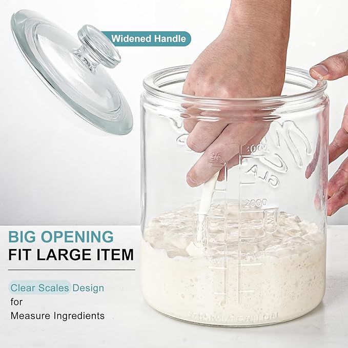 1 Gallon Glass Cookie Jar with Airtight Lid, Large Wide Mouth Mason Jar for Flour Sugar Container, Kitchen Canister for Candy, Coffee, Dog Treat Storage, Terrarium, Apothecary, Laundry Room, BPA Free