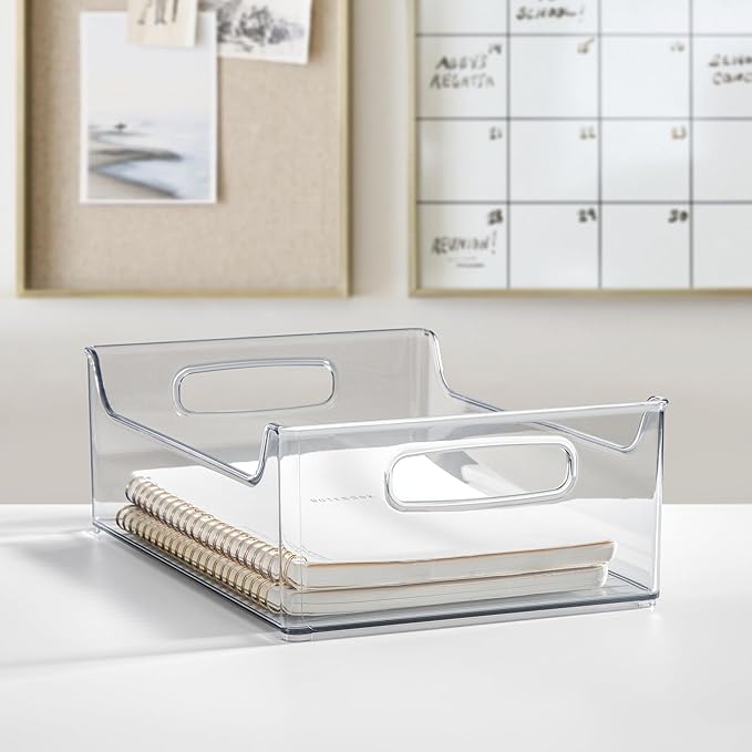 iDesign Stackable Clear Plastic Storage Bin, Kitchen Organizers for Fridge, Cabinet, or Pantry, 4-Pack