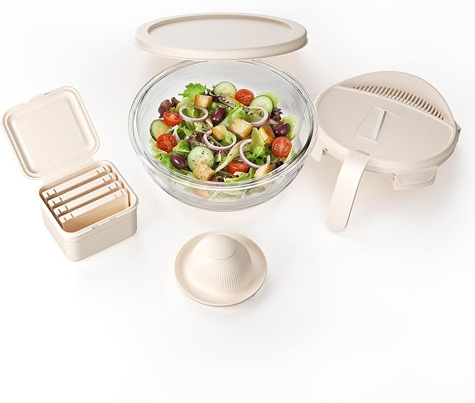 Genicook Salad Chopper with Bowl, Vegetable Chopper for Salad Prep, 8.5 Cup Glass Bowl, Food Chopper for Kitchen, Onion Chopper, BPA-Free & Dishwasher Safe, Easy Meal Prep Tool