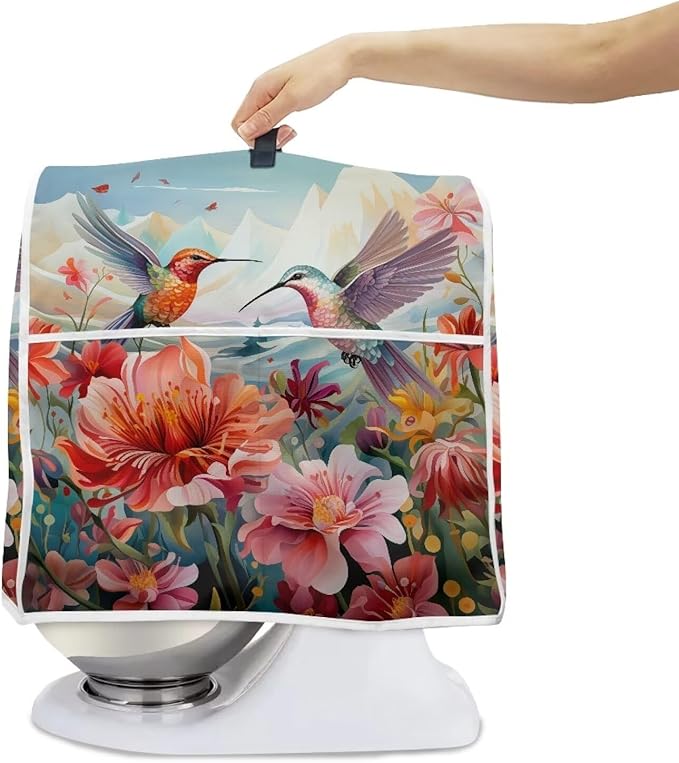 Humming Kitchen Stand Mixer Cover with Handle and Pocket Mixer Accessory for 4.5-5 qt Small Appliances Kitchen Decor Dust Cover