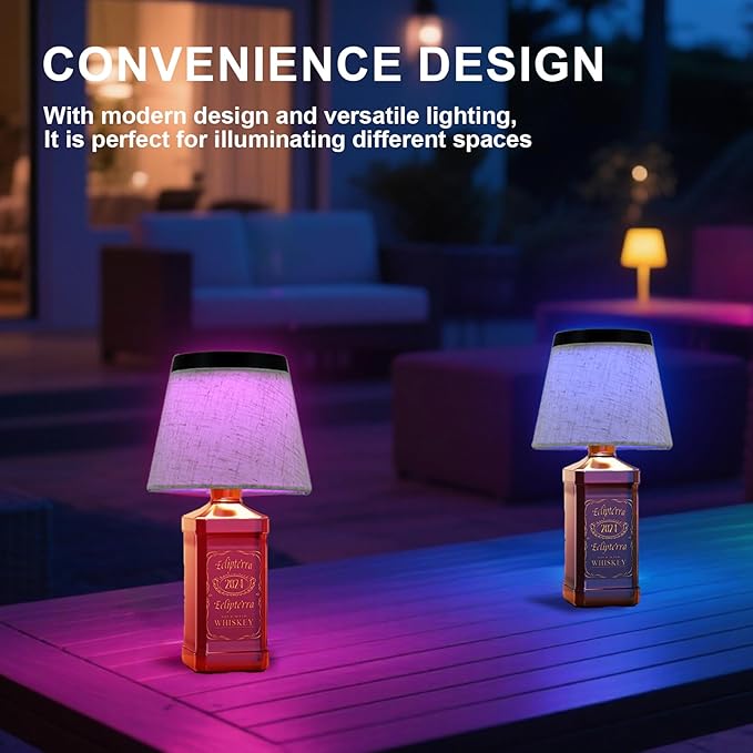 Wireless Bottle Lamp,Small Bedside Table Lamp,RGB LED Bottle Light with Remote Dimmable(RGB White Black, 1pc)