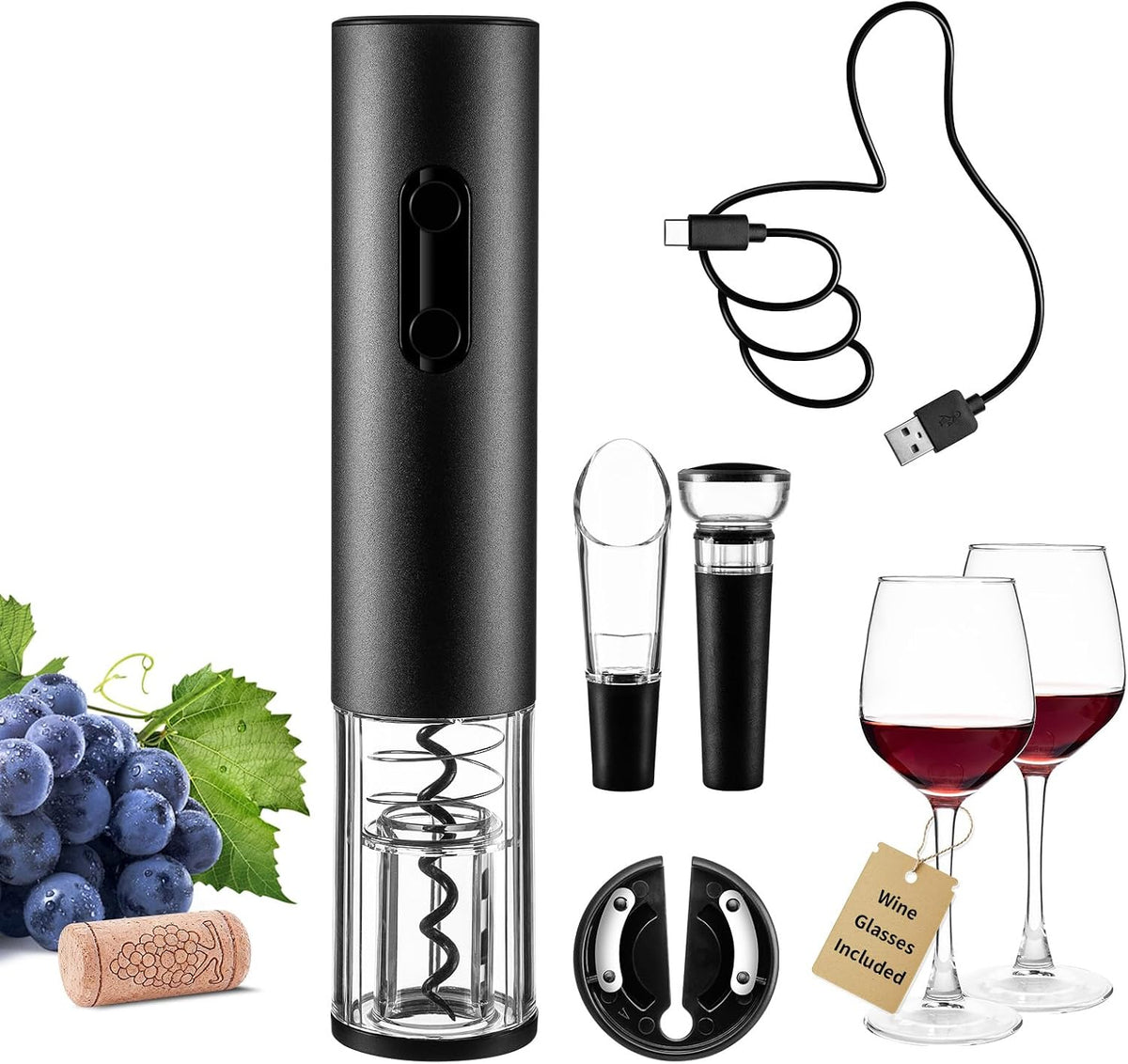Electric Automatic Wine Bottle Opener Set, Rechargeable Wine Opener Set