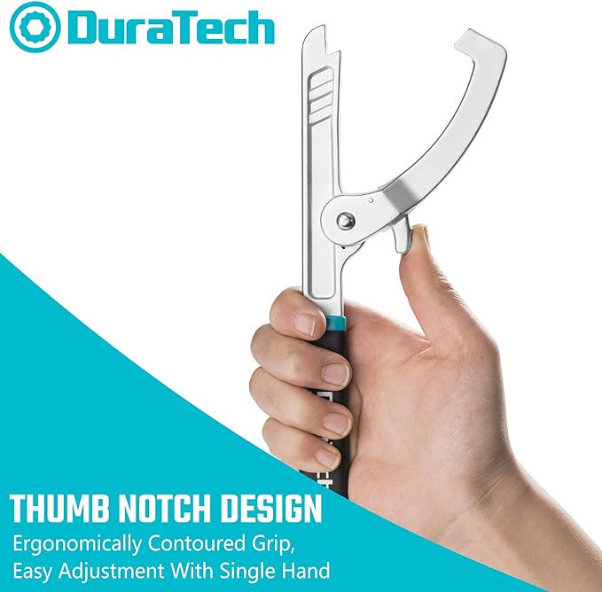 DURATECH Sink Strainer Lock Nut Wrench, Adjustable up to 4-3⁄4" Capacity Upgrade Jaw, for Install or Remove Strainer Basket Lock Nuts