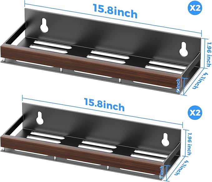 Walnut Magnetic Spice organizer for Refrigerator Wall Mount Spice Rack Magnetic Fridge Shelf Spice Jar Seasoning Organizer (Walnut 4 Pack)