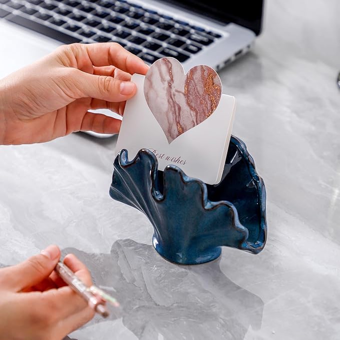 Uiddo Ceramic Sponge Holder,Sponge Holder for Kitchen Sink,Compact Sink Caddy Organizer-Scouring Pad and Dish Sponge Holders,Farmhouse Kitchens Decor Cute Kitchen Gadgets Accessories(Blue)