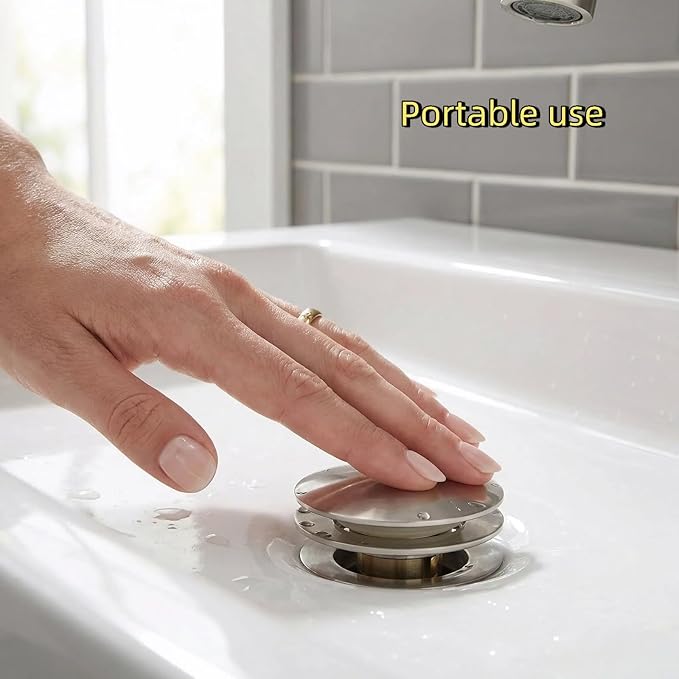 Bathroom Sink Drain, Drain Stopper Bathroom Sink Without Overflow, Assembly with Detachable Strainer Basket, Built in Anti Clogging Pop Up Drain Strainer, Stainless Steel Polishing 1Pcs