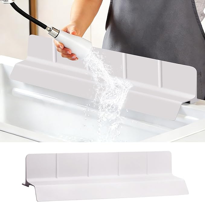 23Inch Sink Splash Guard – Extended Length & Tall Silicone Kitchen Sink Splash Guard with Overhang Drainage Design & Strong Suction Cups for Countertop (Light Pink, 23''x3.5'')