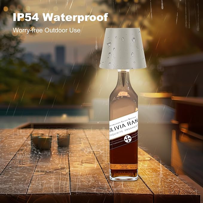 Wireless Bottle Lamp, 2026 New 3 Color Rechargeable Led Wine Bottle Lights for Bars Restaurants (Gray, 1PC)