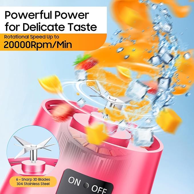 Cordless Personal Size Portable Blender - 380Ml Blender Smoothies and Shakes, BPA Free Traveling Juice Cup with Powerful Blending, Freshly Squeezed in Sports/Travel/Home