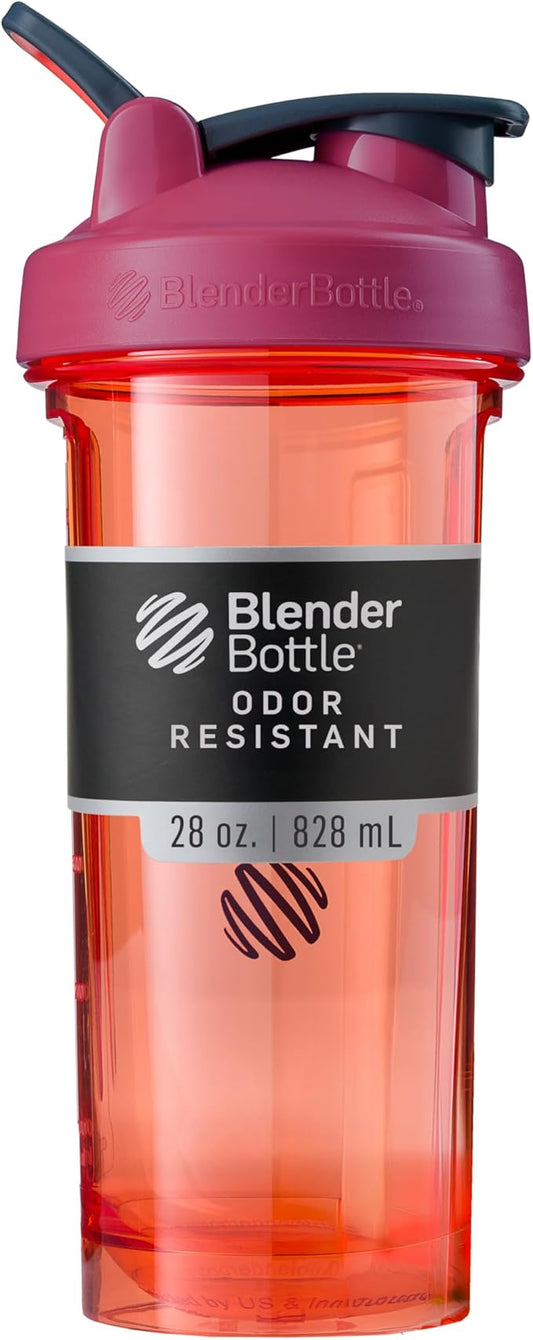BlenderBottle Shaker Bottle Pro Series Perfect for Protein Shakes and Pre Workout, 28-Ounce, Full-Color Coral
