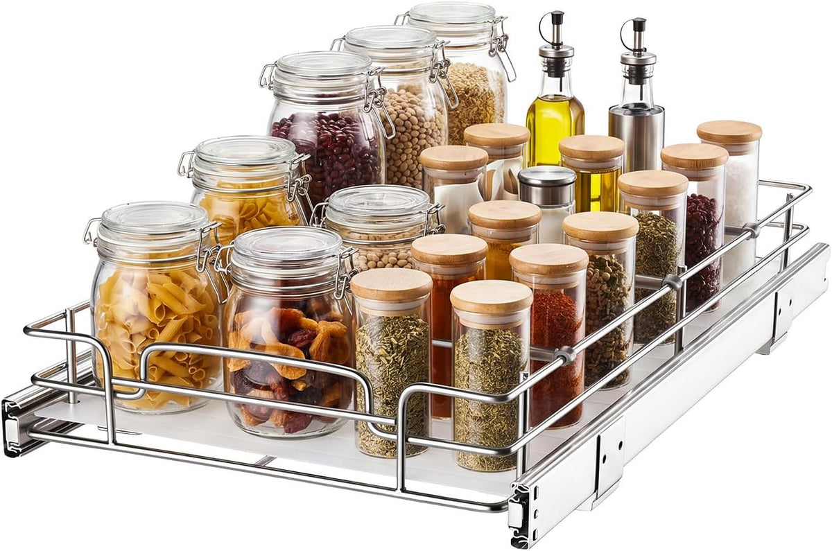 Pull Out Cabinet Organizer 12.2" W x 20.98" D Steel Slide Out Drawers