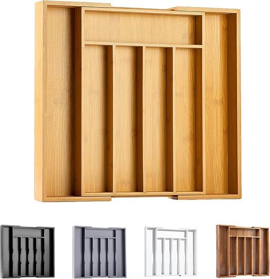 Silverware Organizer Kitchen Drawer Organizer Expandable Bamboo Utensil Holder