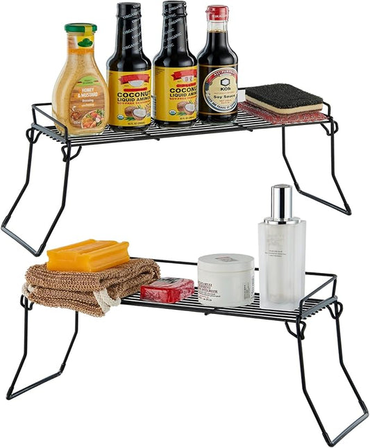 CHERRY Metal The Sink Vanity Organizer 2 Pack, 2 Black