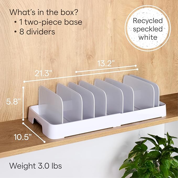 YouCopia StoraLid Expandable Food Container Lid Organizer with Tall Dividers, 40 Lid, Premium Edition