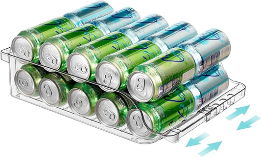 Clear Width Adjustable Soda Can Organizer for Refrigerator Expandable Soda Can
