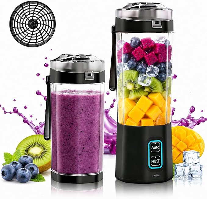Portable Blender for Smoothies, 24 oz Cordless Personal Juicer Protein Shaker with Leakproof Lid, BPA Free, Rechargeable, Mini Licuadora Portatil for Kitchen Outdoor Traveling Camping Gym Fitness