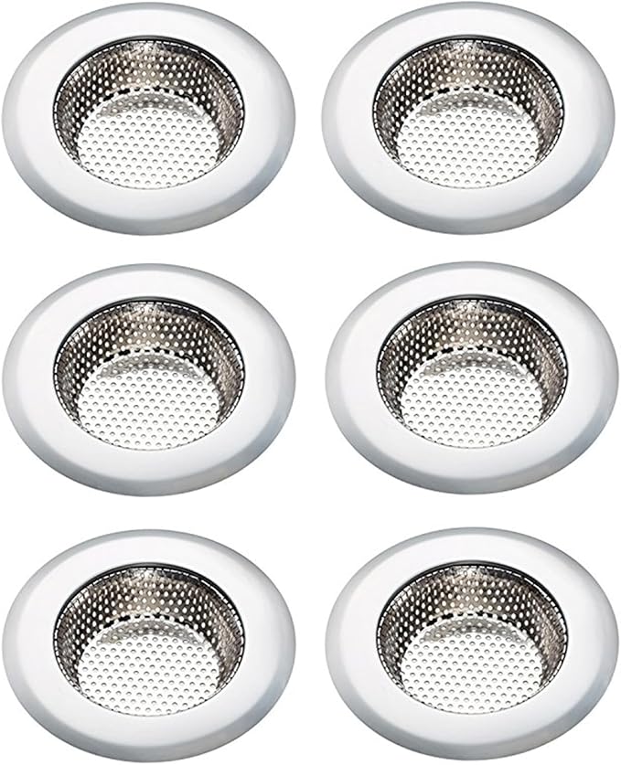 Kitchen Sink Strainer Basket Stainless Steel - Sink Drain Cover with Wide Rim, for Most Kitchen Sinks Anti-Clogging 4.5 in (6pc Silver)