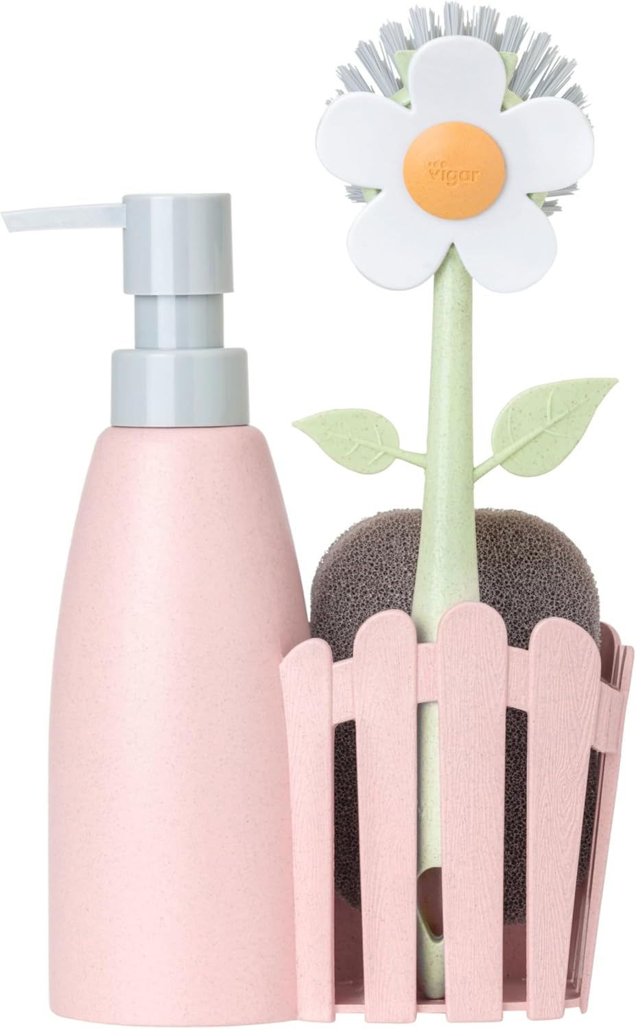 Florganic Kitchen Sink Caddy Set with Dish Soap Dispenser - Pink