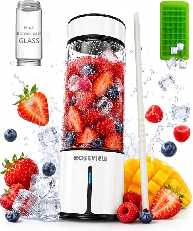 Portable Smoothie blender Glass bottle Mini USB rechargeable 2 battery Handheld Shakes blend Cup USB juicer Cordless Personal smoothies maker mixer