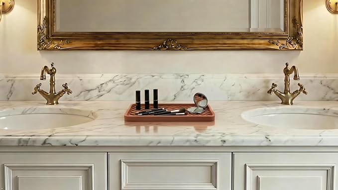 Silicone Sink and Surface Organizer Tray, Sponge Holder, Vanity Tray, Trivet, Heat Safe, Dishwasher Safe, for Bathroom and Kitchen Organization (Vanilla Cream, 10"x5.25")