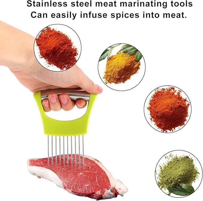 2pcs Onion Holder for Slicing, 2 Styles Stainless Steel Tomato and Potato Slicer Versatile Food Slice Holder Home Kitchen Tool for Meat Onion Tomato Potato