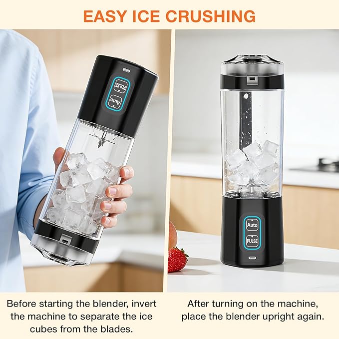 GVODE Personal Blender, Portable Blender for-Smoothies, Shakes, Food Prep, and Frozen Blending, 24oz Large Capacity, BPA Free, Leakproof-Lid and Sip Spout, USB-C Rechargeable, IPX8 Waterproof