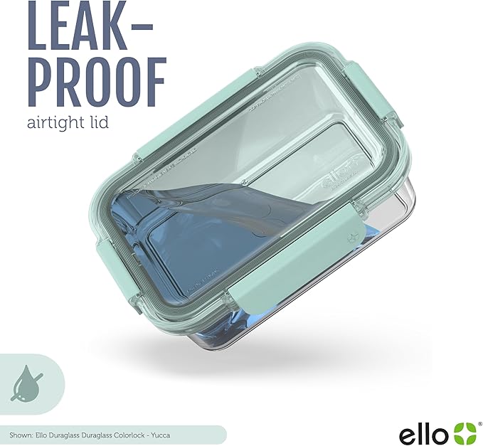 Ello Color Lock 8PC Mixed Glass Food Storage Sets, Leak-Proof Glass Food Storage Containers