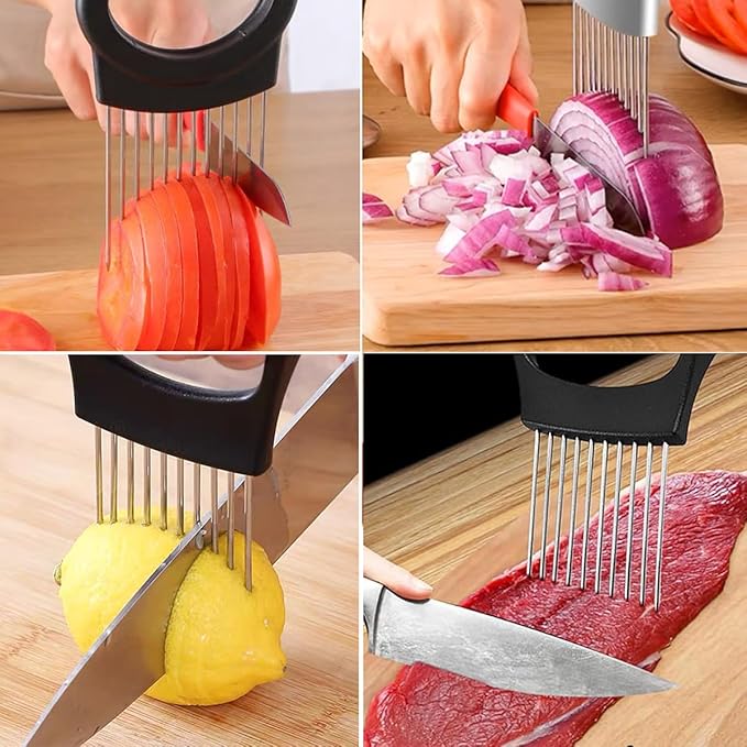 Extra-Large Onion Holder for Slicing, Large Tomato Cutter Slicer with 14 Long Needles, Onion Cutter Vegetable Chopper, Potato Slicing, Kitchen Dicer Tools