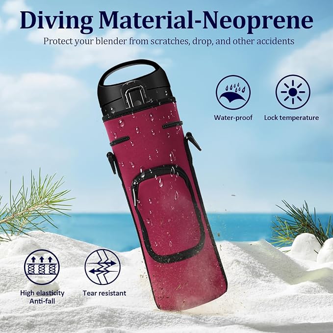 Portable Blender Carrying Case for Magic Bullet (MBPB50100 MBPB50100W MBPB50100FP MBPB50100AK), Storage Bag with Shoulder Strap and Pocket (Cranberry Red)