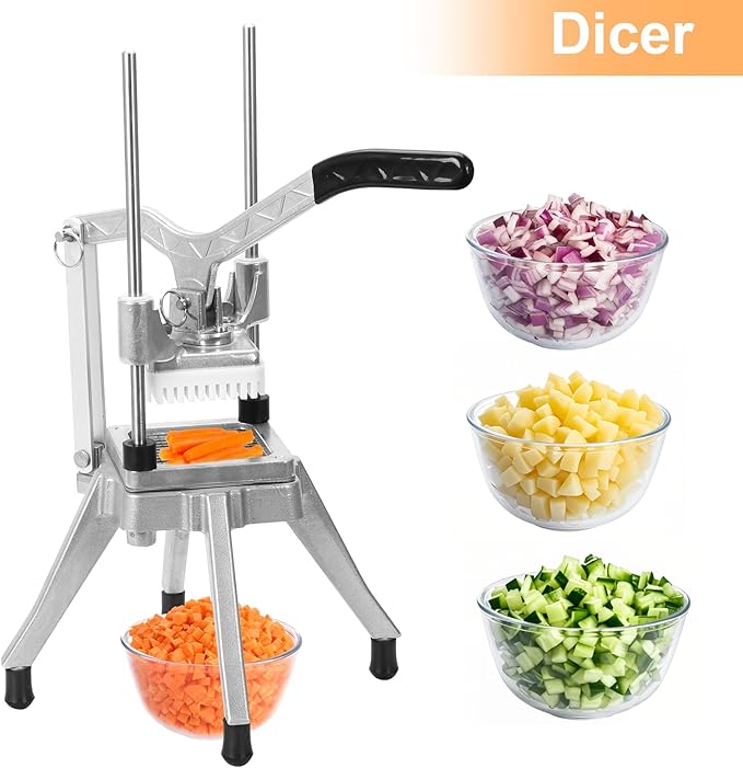 Commercial Vegetable Fruit Chopper 1/4″&3/8″ Blade Heavy Duty Professional Food Dicer Kattex French Fry Cutter Onion Slicer Stainless Steel for Tomato Peppers Potato