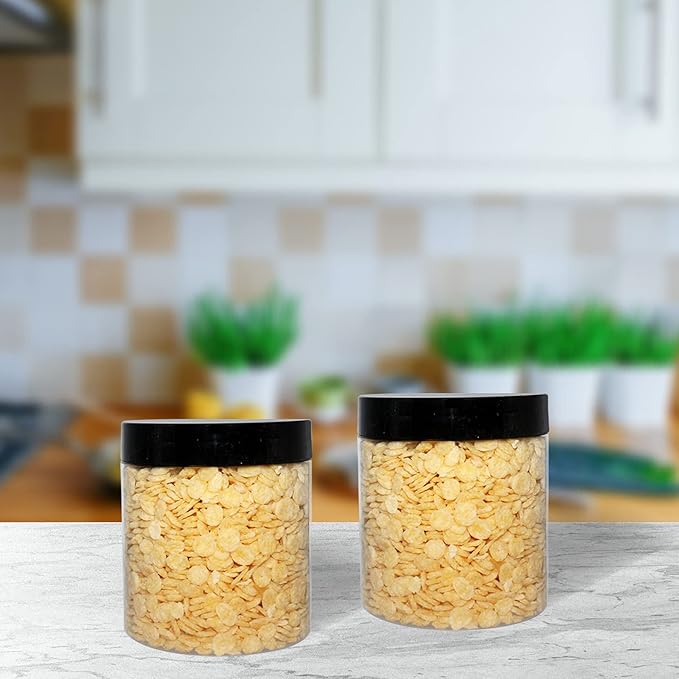zmybcpack 21 Pack 16 oz Plastic Jars With Lids, Extra Labels, 1 Pen, Clear PET Seal Jar for Food Storage,Wide Opening Storage jar For Dry Food, Peanut, Powder, Kitchen & Craft Storage