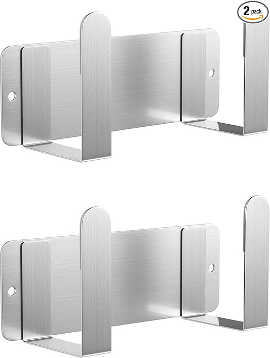2 Pack Stainless Steel Wall Mounted Cutting Board Holder, Punch-Free Adhesive Pot Lid Organizer, Multifunctional Kitchen Storage Rack, Rustproof Heavy Duty