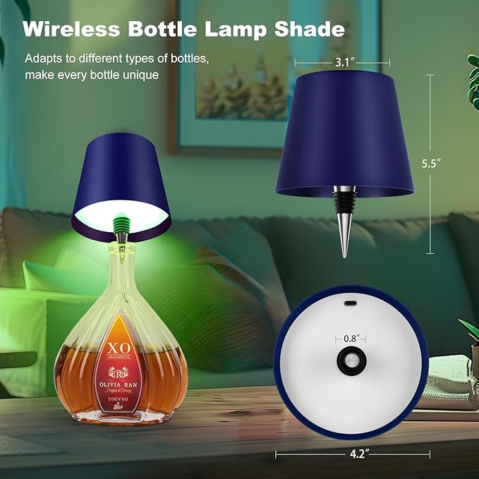 2026 New Wireless Bottle Lamp,RGB LED Bottle Light with Remote(RGB Sapphire Blue, 1pc)