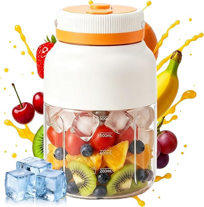 Portable Blender for Smoothies & Shakes – 43.96oz Personal Blender with 38-Blade Ice Crushing System, USB Type-C Rechargeable Travel Juicer Cup with Straw, Leakproof for Frozen Drinks & Juice (A-1pc)