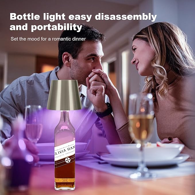 2026 New Wireless Bottle Lamp,RGB LED Bottle Light with Remote(RGB Electroplated Silver, 1pc)
