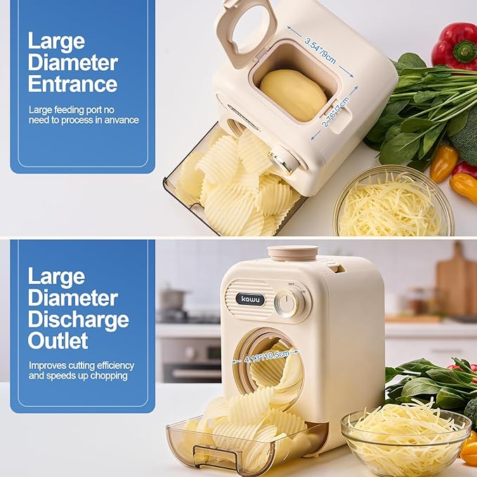 Kawu Electric Vegetable Slicer, 5-in-1 Automatic Cheese Grater Salad Shooter with One-Touch Control, Salad Maker Food Processor for Fruits, Block Cheese, Food Dicer Chopper Shredder for Home, Kitchen