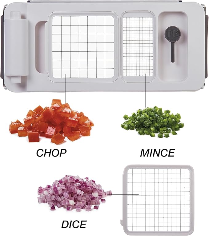 PL8 Professional Chopper, White - Multi-Functional Vegetable Chopper, Dicer, and Mincer with Sturdy Stainless Steel Frame, Perfect for Onions, Tomatoes, and More