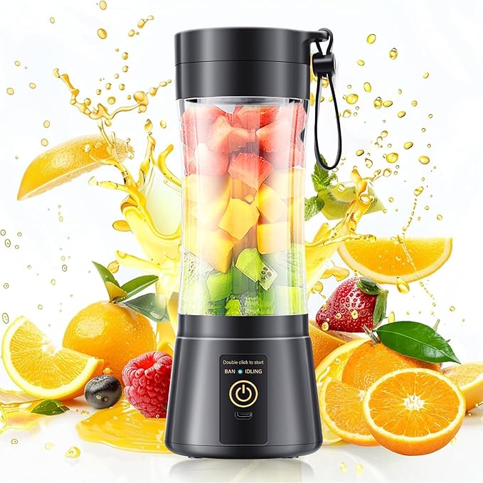 Personal Size Cordless Portable Blender - BAP Free Blender Make Smoothies & Shakes, 12 Oz Juice Cup with 6 Blades, Quickly Squeezed in Office/Picnic/Sports/Home