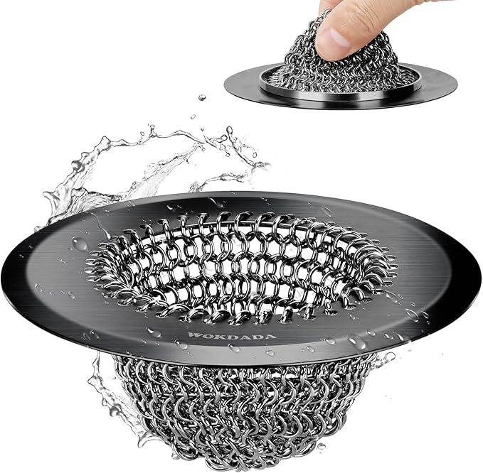 Revolutionary Kitchen Sink Drain Strainer, Patented Reversible Kitchen Sink Strainer, 304 Stainless Steel Sink Strainer Basket, Anti-Clogging & Handmade, Fit US Standard 3-1/2'' Sink Hole, Black