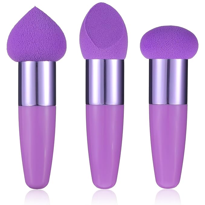 Sibba Makeup Brushes 3 PCS Powder Makeup Puff Beauty Blending Sponge Coloring Concealer Applicator Foundation Setting Face Cosmetic Cosmetics Contour Stick Color Cover Sponges Set Women