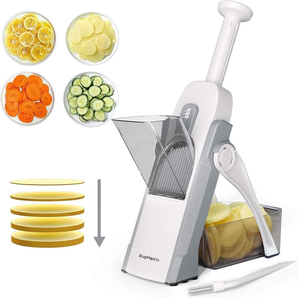 Safer Mandoline Slicer for Kitchen,Adjustable Potato Slicer 1-8 mm