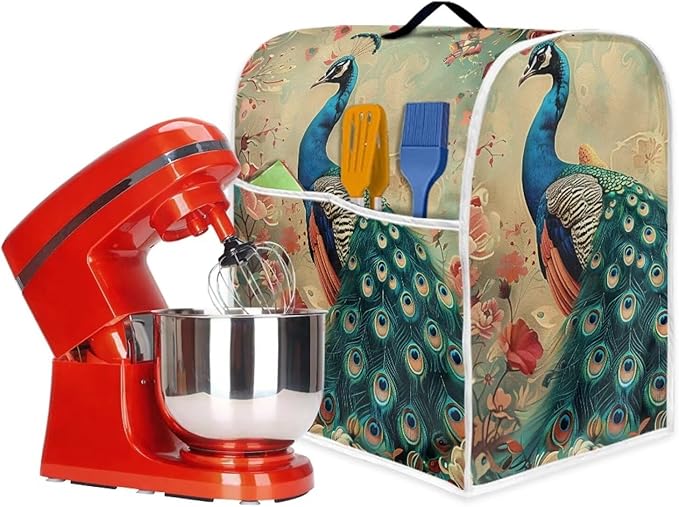 Peacock Mixer Cover | Lightweight Dust Protector for 4.5-5 Quart Kitchen Mixers | Extends Appliance Life & Enhances Home Kitchen Decor