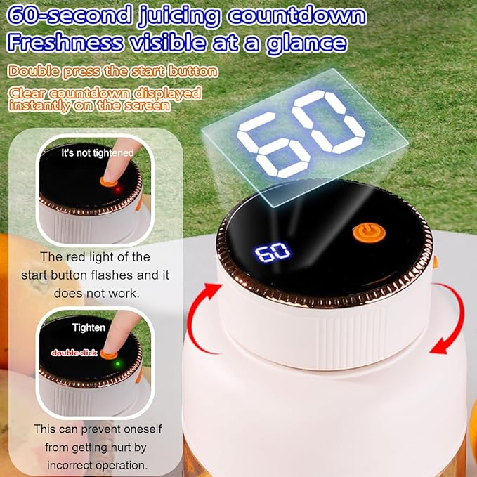 Portable Smoothie Blender for Smoothies & Shakes with Screen USB Changing Powerful Blades Blending 47oz 1350ML Cordless Portable Juice Cup Blender for Small Ice Fruit Crush Kitchen Gym Outdoor