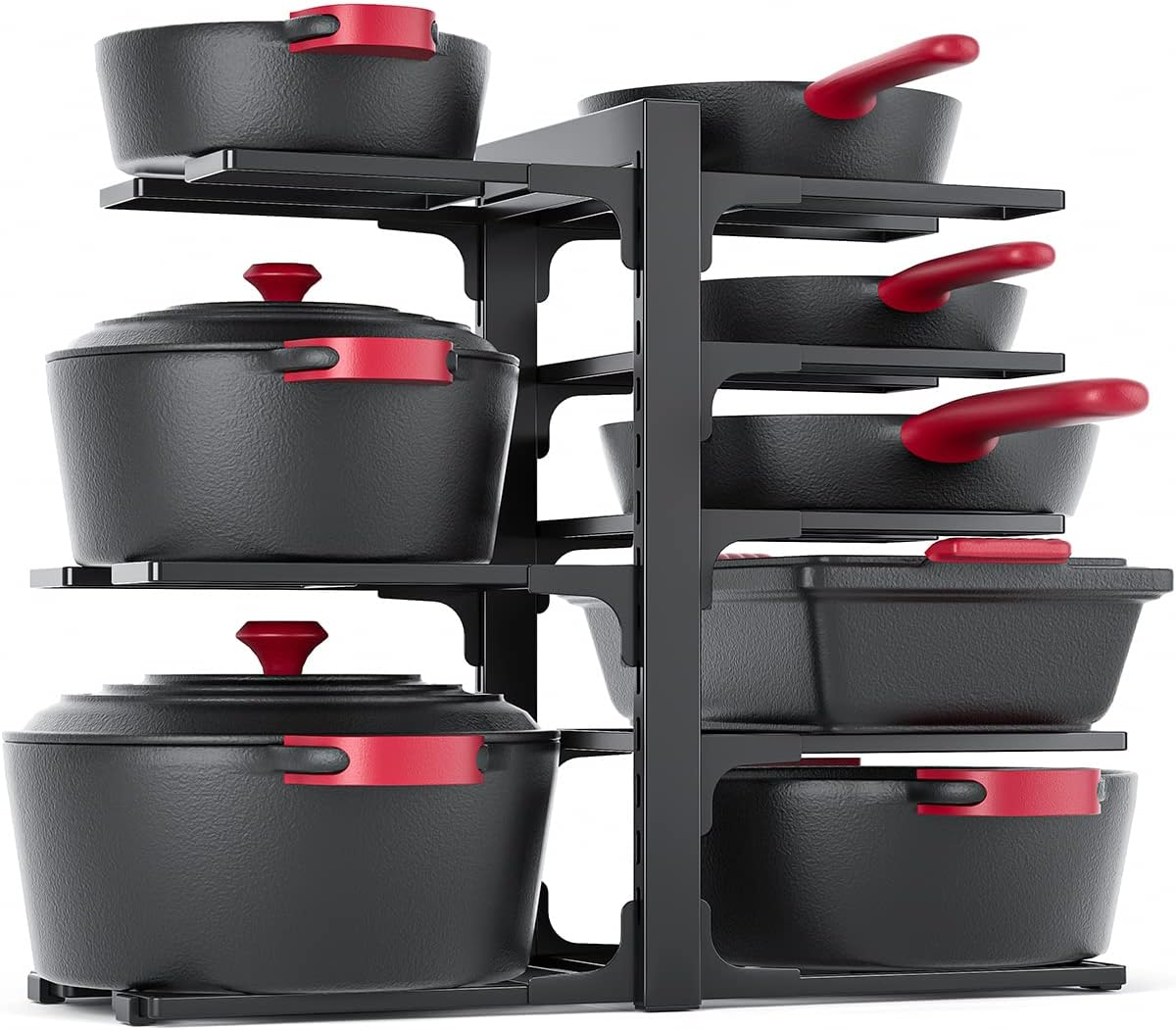 8-Tier Heavy Duty Pots and Pans Organizer under Cabinet, Black